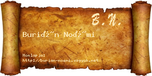 Burián Noémi névjegykártya