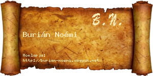Burián Noémi névjegykártya